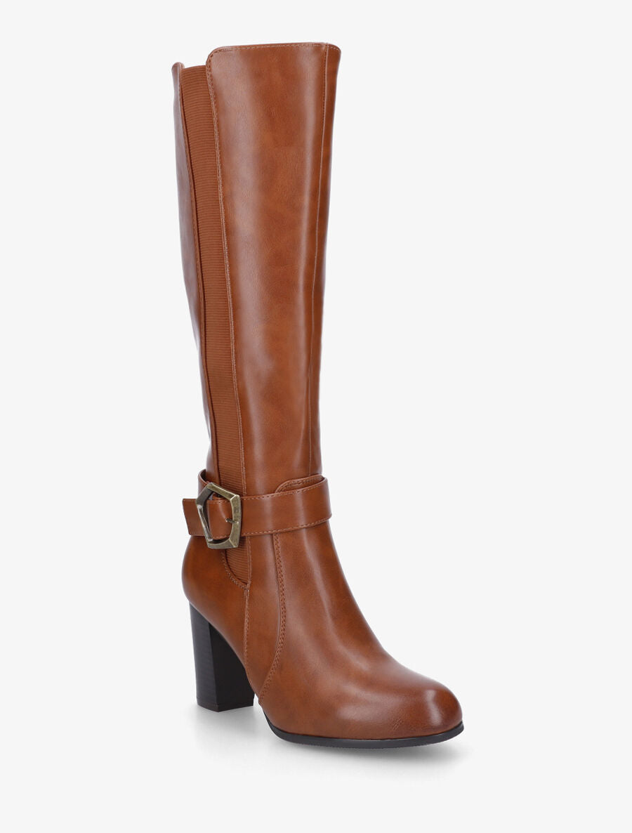 Bottes élastiquées à talon haut - Camel - 2