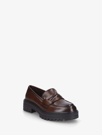 Mocassins en simili talon cranté - Marron - 2