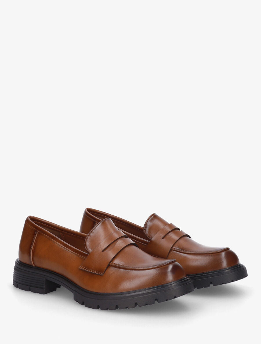 Mocassins classiques en simili - Camel - 4