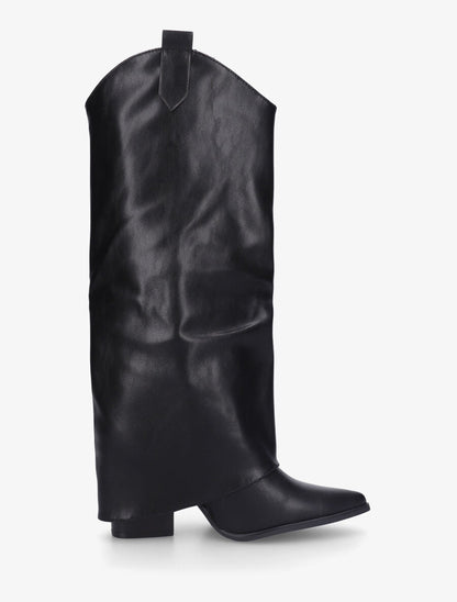 Bottes à talon effet pantalon - Noir - 5