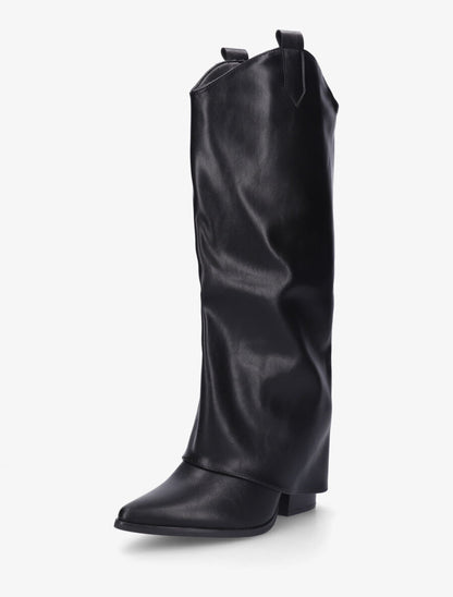 Bottes à talon effet pantalon - Noir - 3