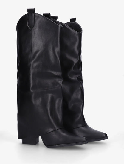 Bottes à talon effet pantalon - Noir - 4