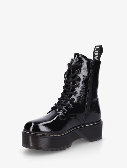 Bottines montantes vernies en simili - Noir - 3