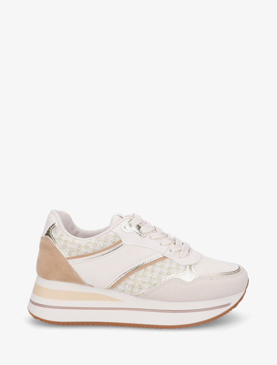 Baskets compensées fantaisies - Beige - 1