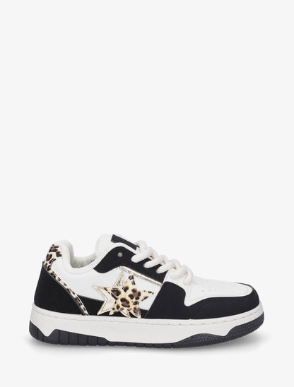 Sneakers à motif étoile et contrefort contrastant - Noir - 5