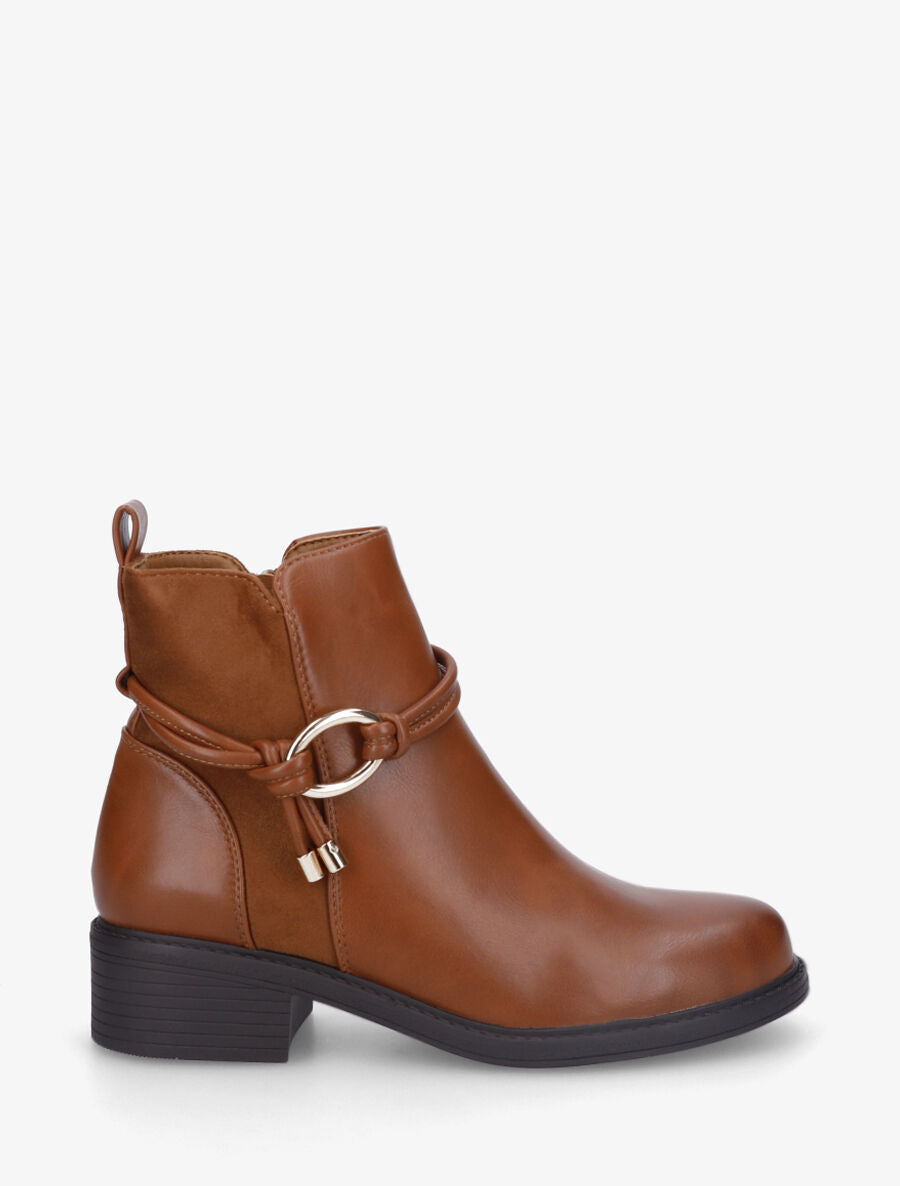 Bottines unies bi-matière - Camel - 5