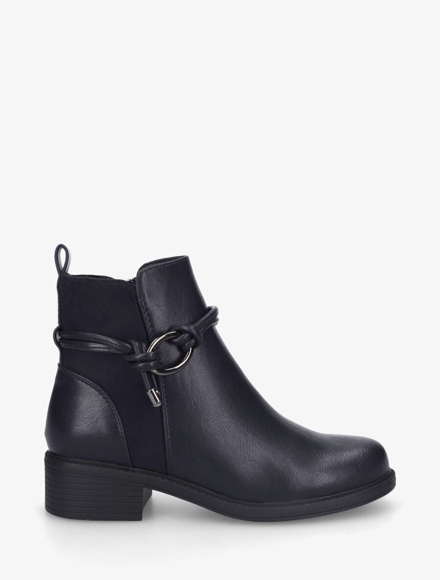 Bottines unies bi-matière - Marine - 1