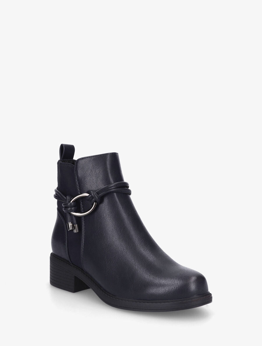 Bottines unies bi-matière - Marine - 2