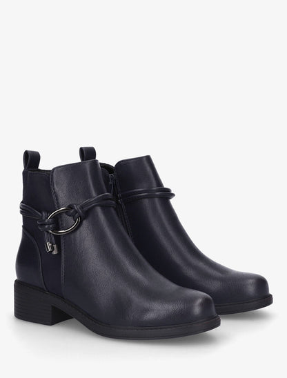 Bottines unies bi-matière - Marine - 4