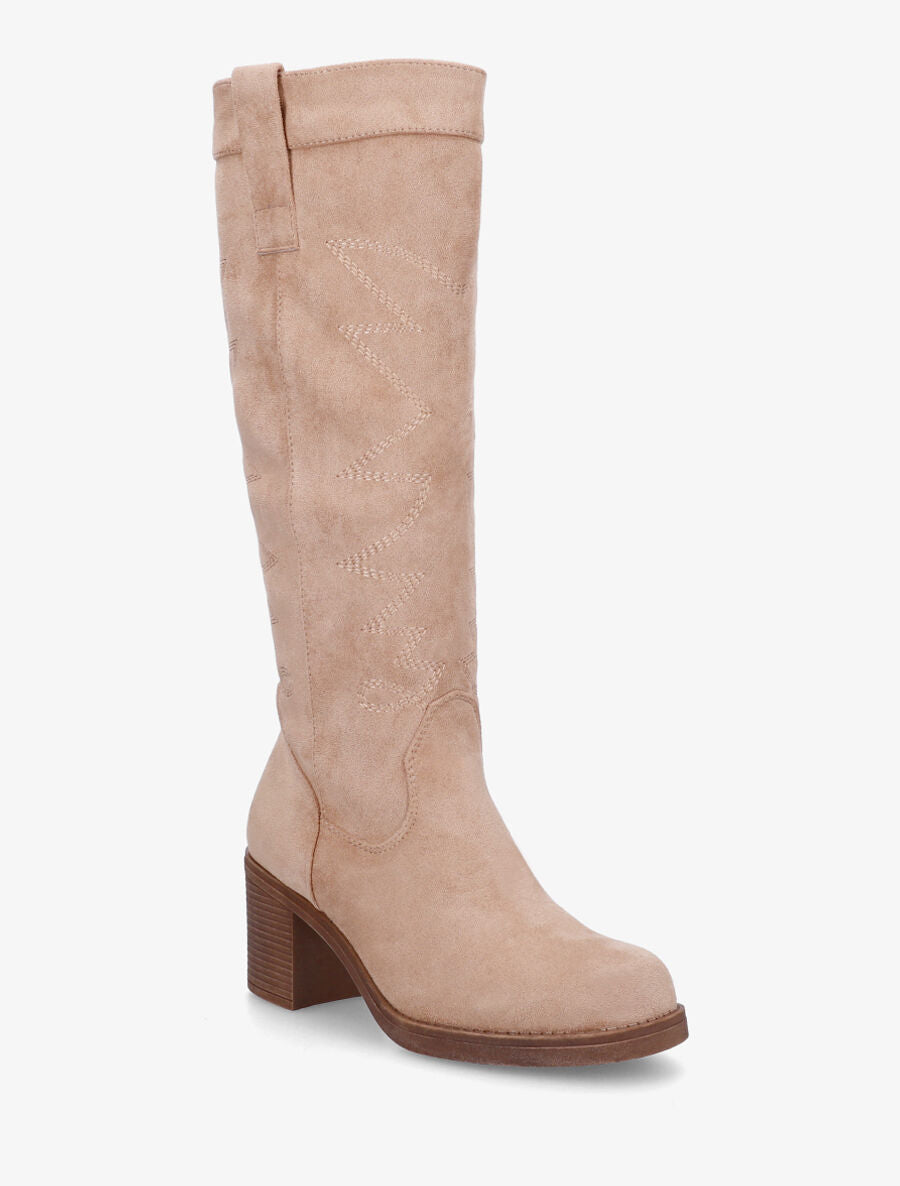 Bottes en suédine brodées - Taupe - 2