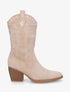 Bottines santiags en suédine à talon - Beige - 1
