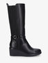 Bottes élastiquées à talon compensé - Noir - 1