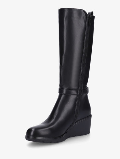 Bottes élastiquées à talon compensé - Noir - 3