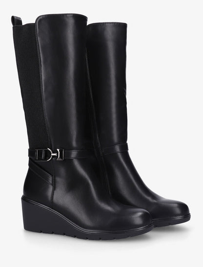 Bottes élastiquées à talon compensé - Noir - 4