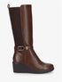 Bottes élastiquées à talon compensé - Marron - 5