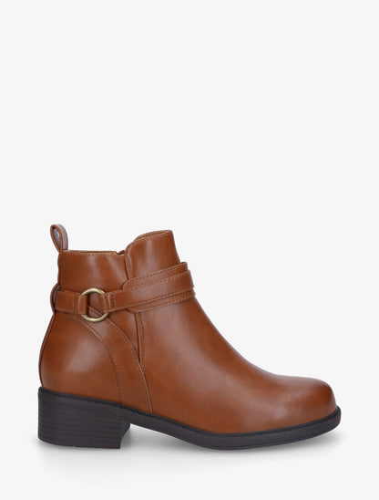 Bottines unies en simili - Camel - 5