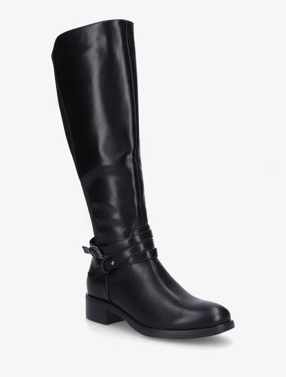 Bottes en similicuir à empiècement suédine - Noir - 2