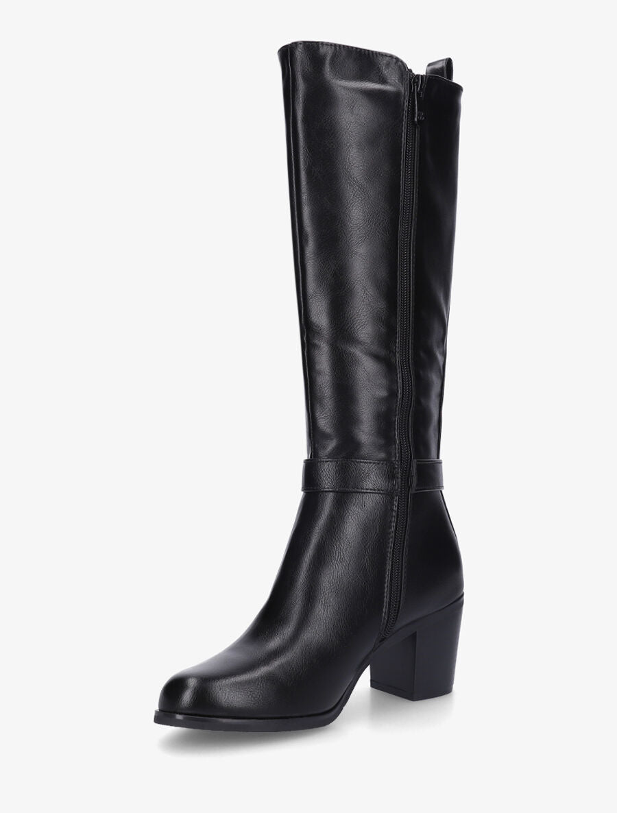 Bottes élastiquées en simili - Noir - 3