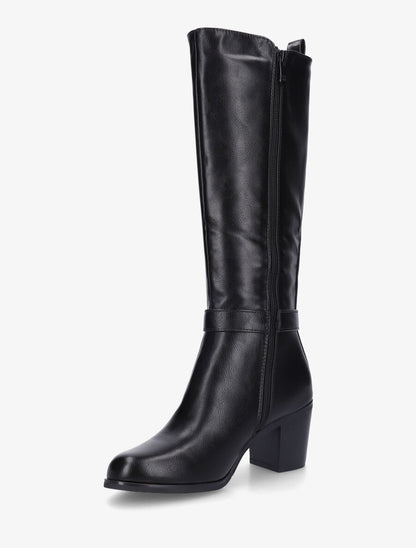 Bottes élastiquées en simili - Noir - 3