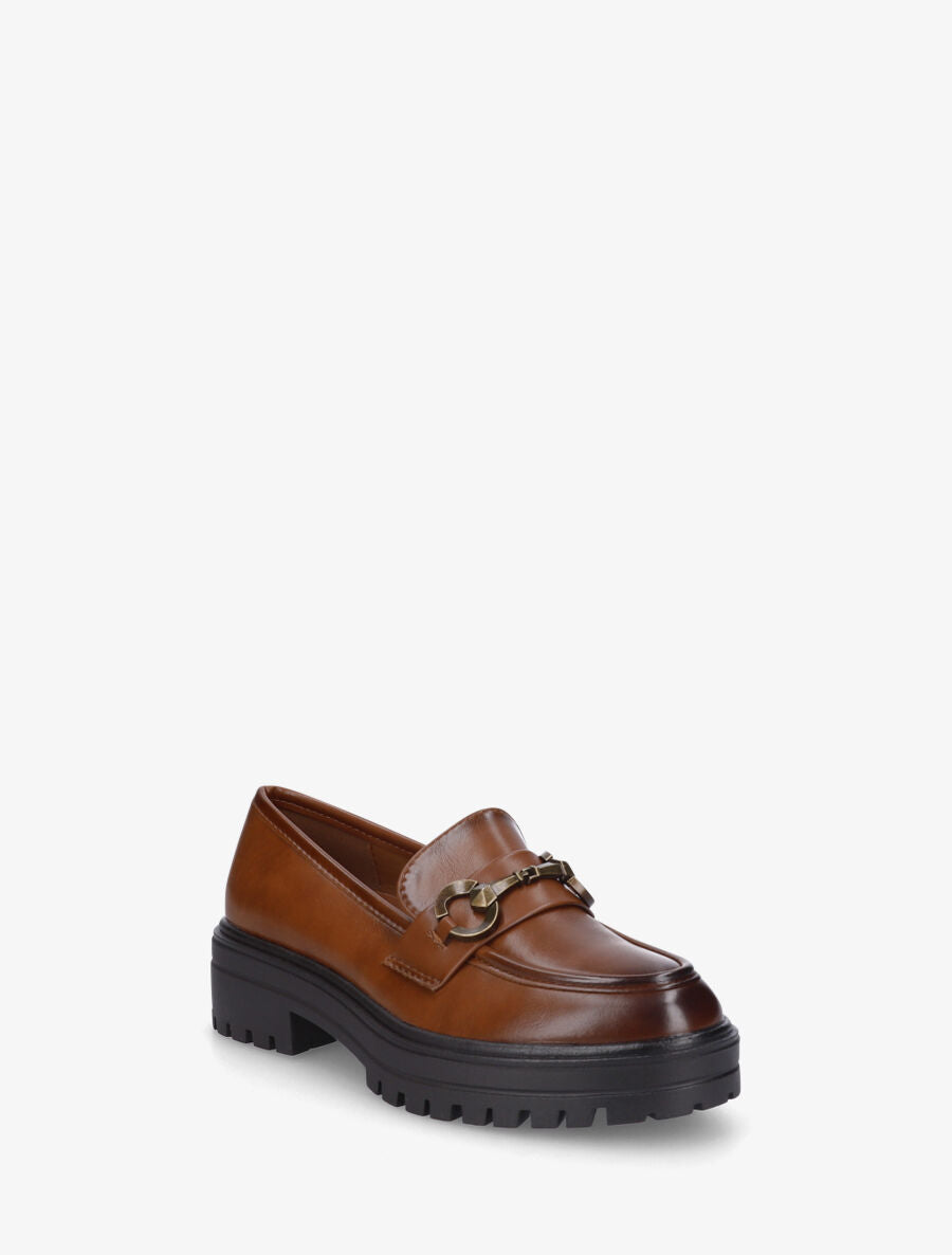 Mocassins à brides stylisées - Camel - 2