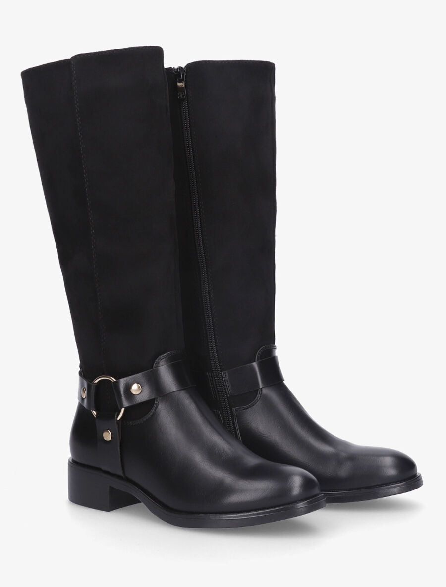 Bottes bimatière à ceinturon - Noir - 4