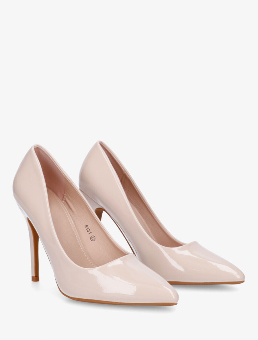 Escarpins vernis à talon aiguille - Beige - 4
