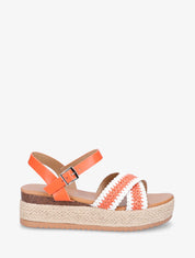 Sandales à brides en raphia tressés - Orange - 5