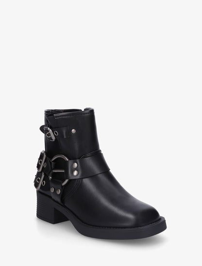 Bottines en simili style rock à boucles - Noir - 2