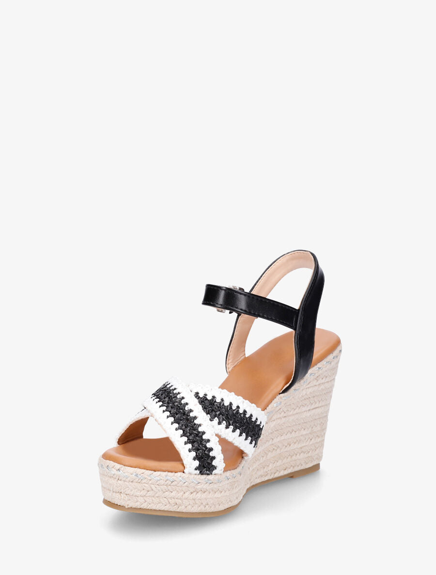 Sandales compensées à brides croisées - Noir - 3