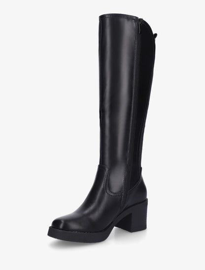 Bottes en simili à talon et bande élastiquée - Noir - 3