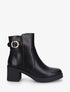 Bottines en simili à talon épais et boucle - Noir - 5
