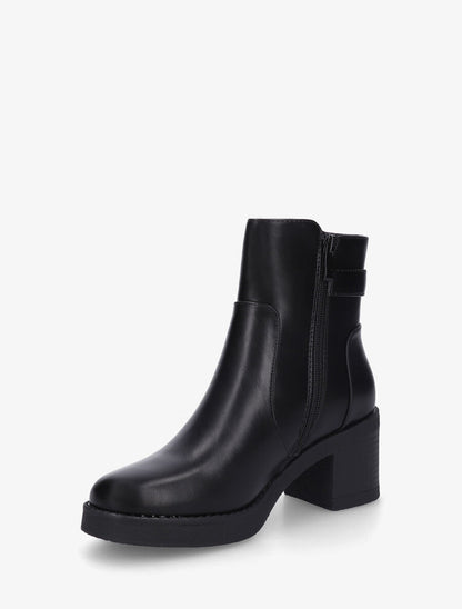 Bottines en simili à talon épais et boucle - Noir - 3
