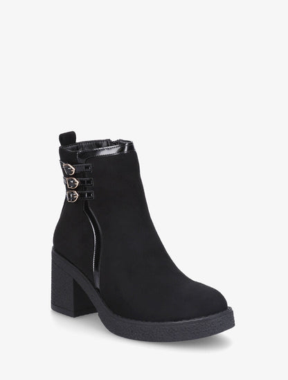 Bottines en suédine à talon épais - Noir - 2
