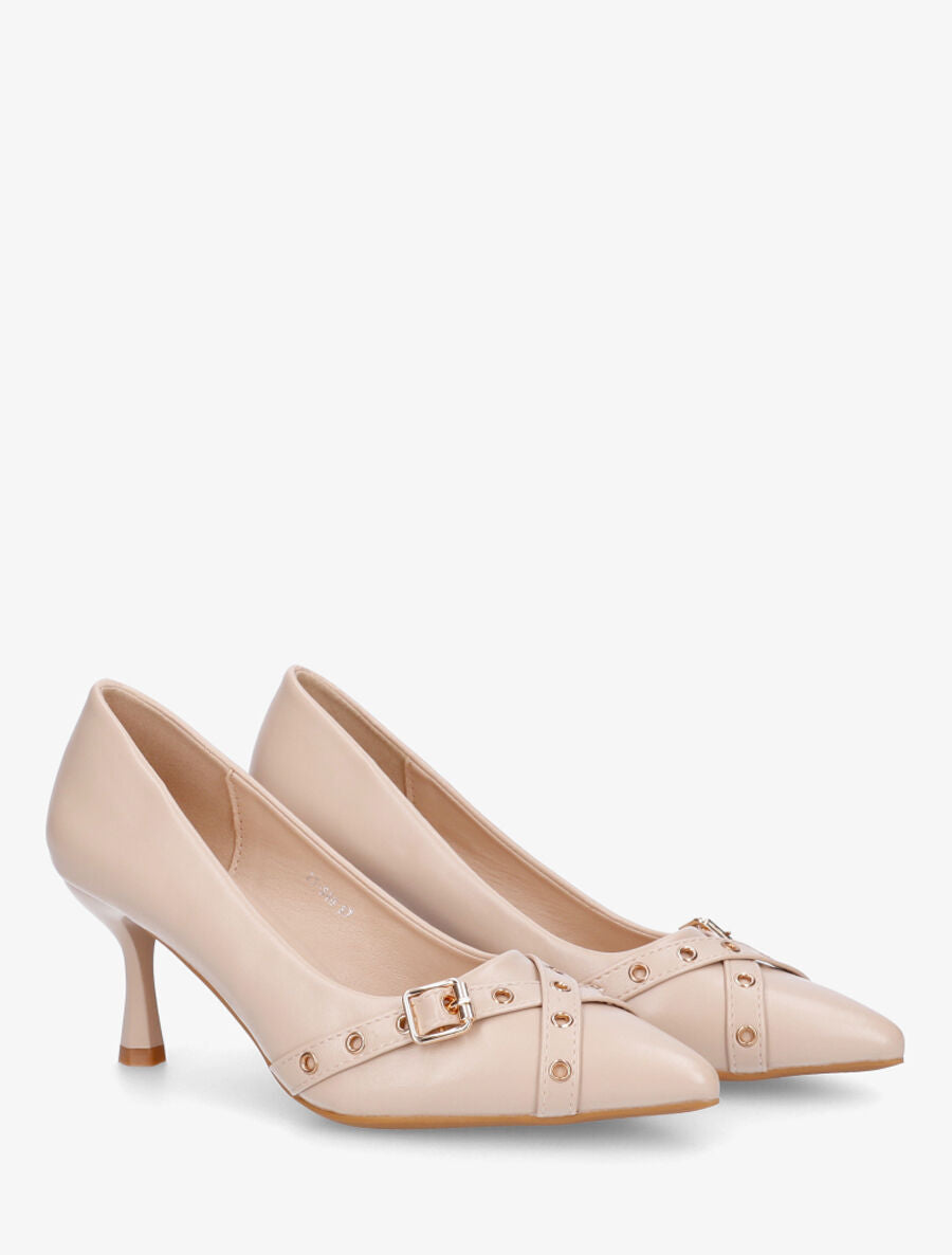 Escarpins en simili à bout pointu - Beige - 4