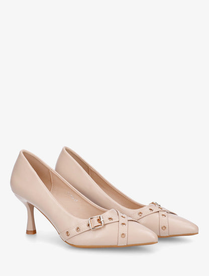 Escarpins en simili à bout pointu - Beige - 4