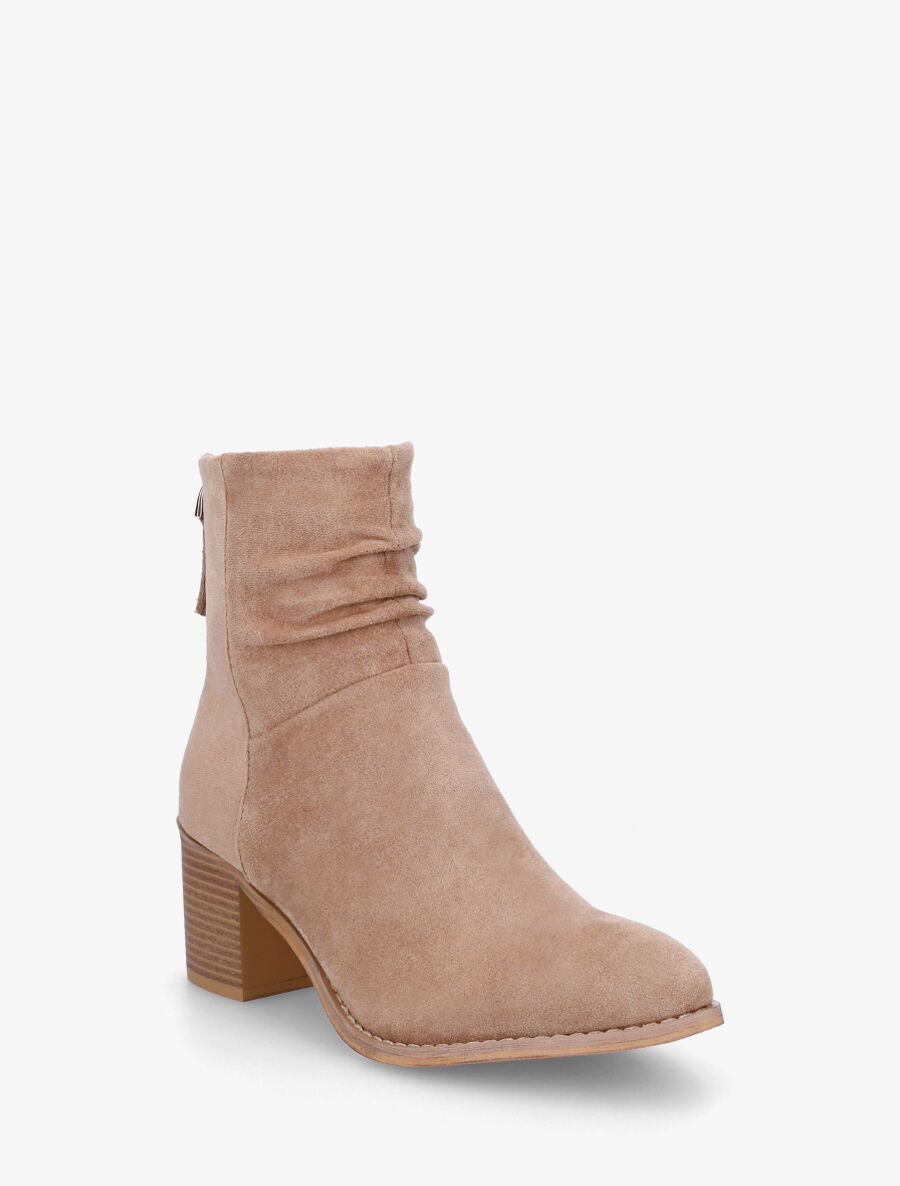 Bottines en suédine effet plissé - Taupe - 2