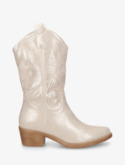 Bottines en simili ajourées style santiags - Or - 1