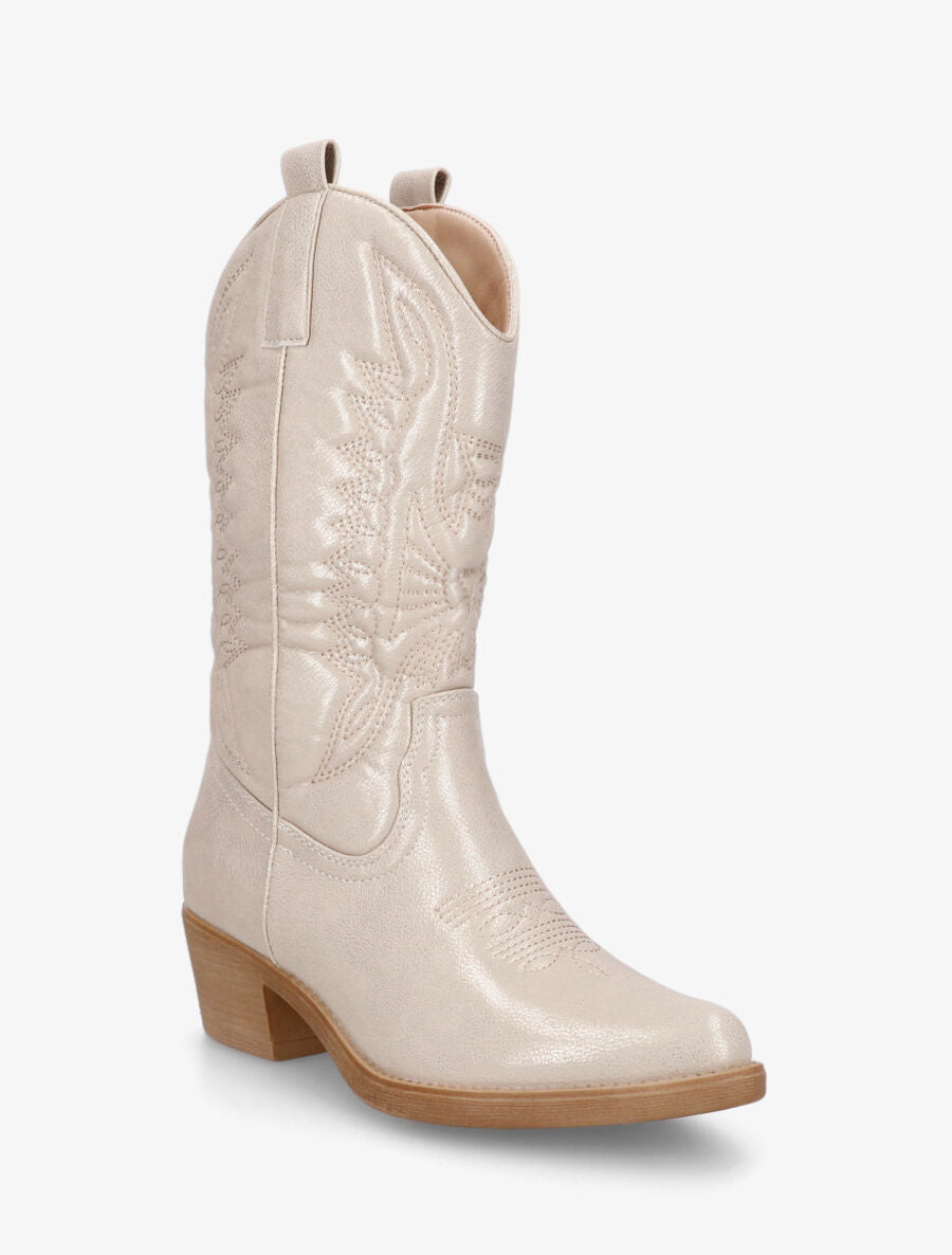 Bottines en simili nacré style santiags - Or - 2