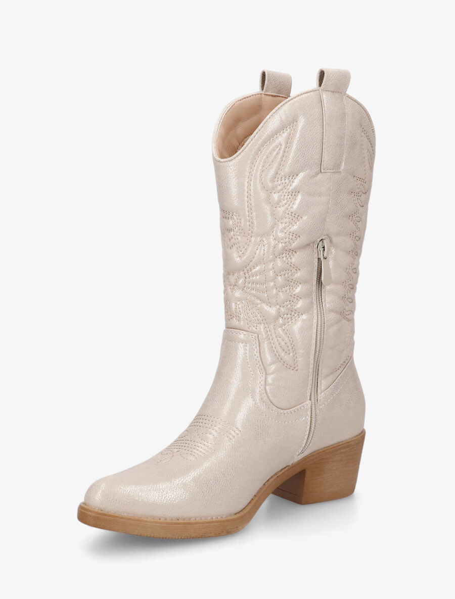 Bottines en simili nacré style santiags - Or - 3