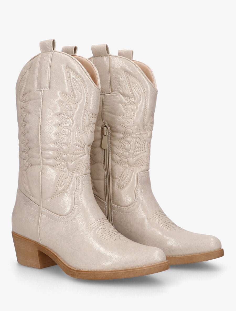 Bottines en simili nacré style santiags - Or - 4