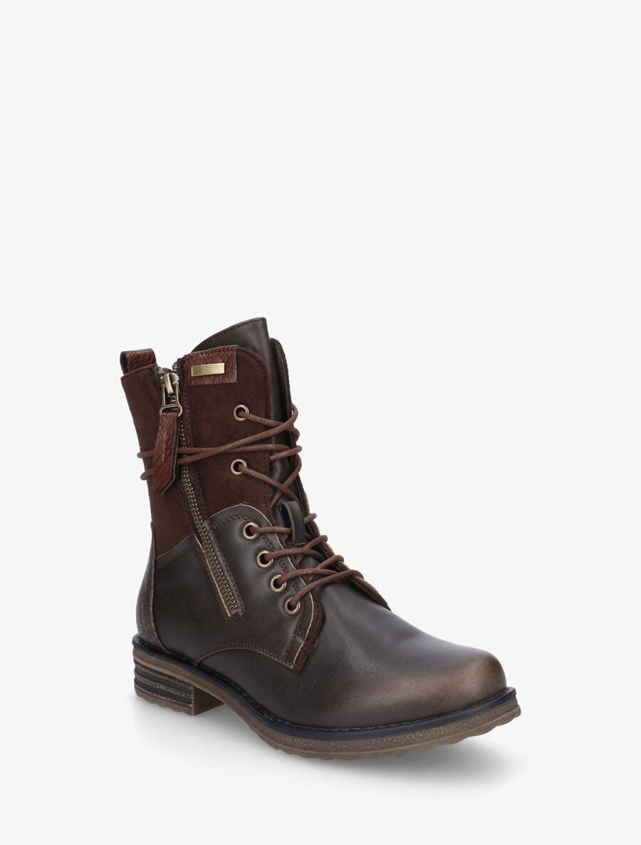 Bottines montantes et bimatière à lacets - Marron - 2