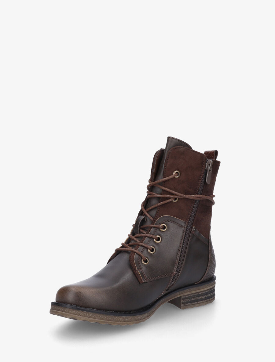 Bottines montantes et bimatière à lacets - Marron - 3