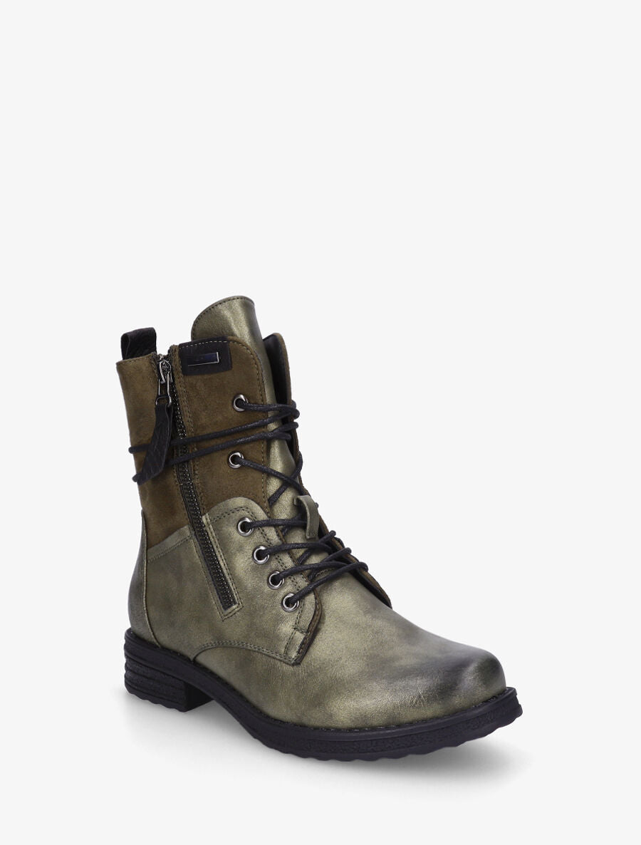 Bottines montantes et bimatière à lacets - Kaki - 2