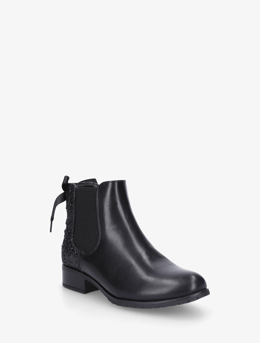 Bottines en simili à contrefort pailleté - Noir - 2