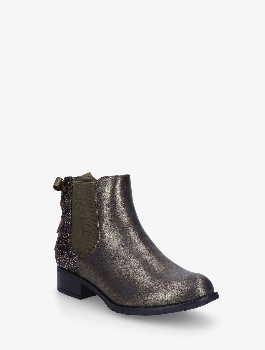 Bottines en simili nacré à contrefort pailleté - Kaki - 2