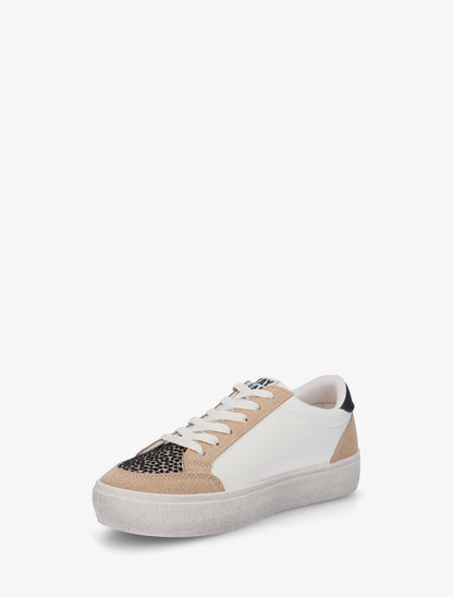 Sneakers bimatière et étoile incrustée - Camel - 3