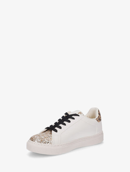 Sneakers en simili à détail étoile - Beige - 3