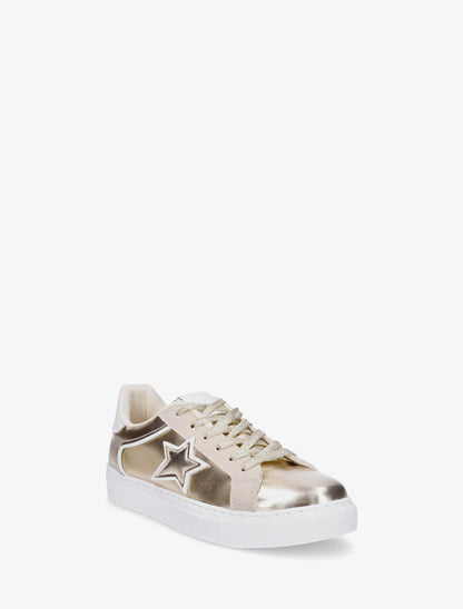 Sneakers en simili à détail étoile - Or - 2