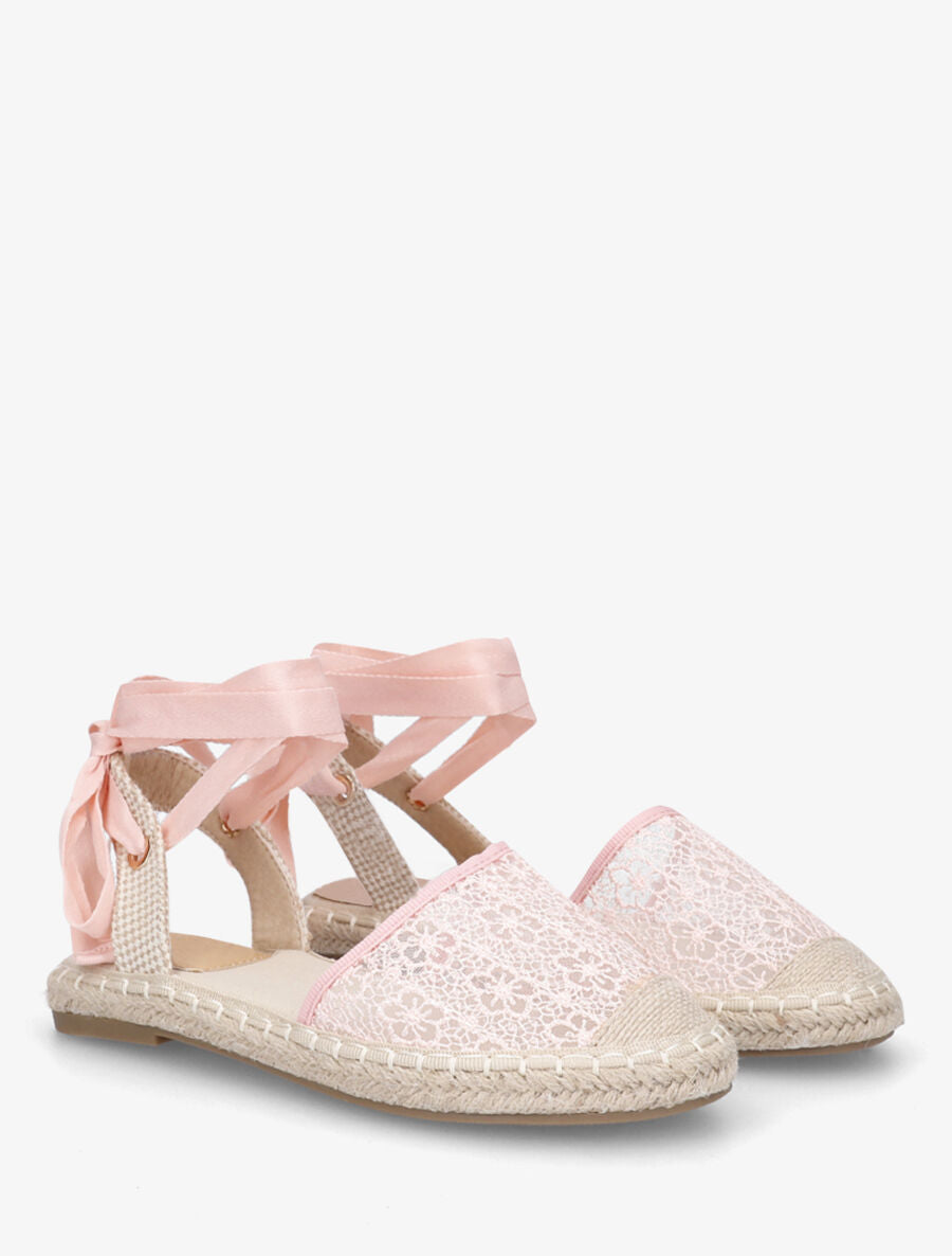 Espadrilles avec liens à nouer - Rose - 4