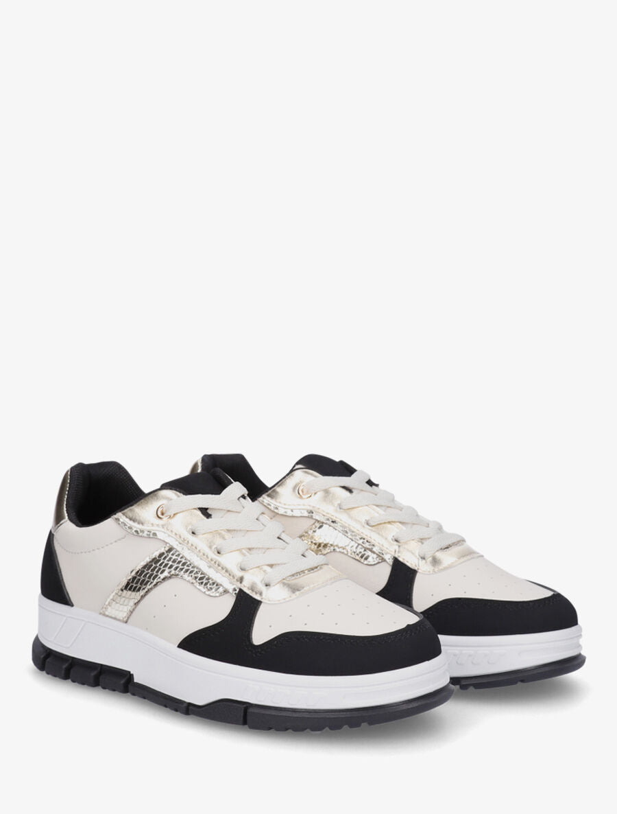 Sneakers en simili à bandes irisées - Noir - 4